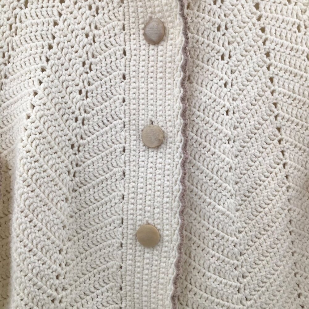 VTG Hand Crochet OS Capelet Short Cape Cream Boho Cottagecore Cosplay Prairie - Picture 10 of 11